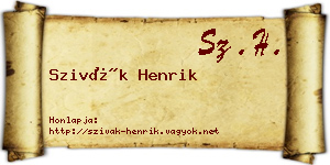 Szivák Henrik névjegykártya