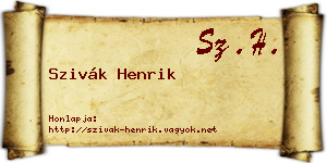 Szivák Henrik névjegykártya